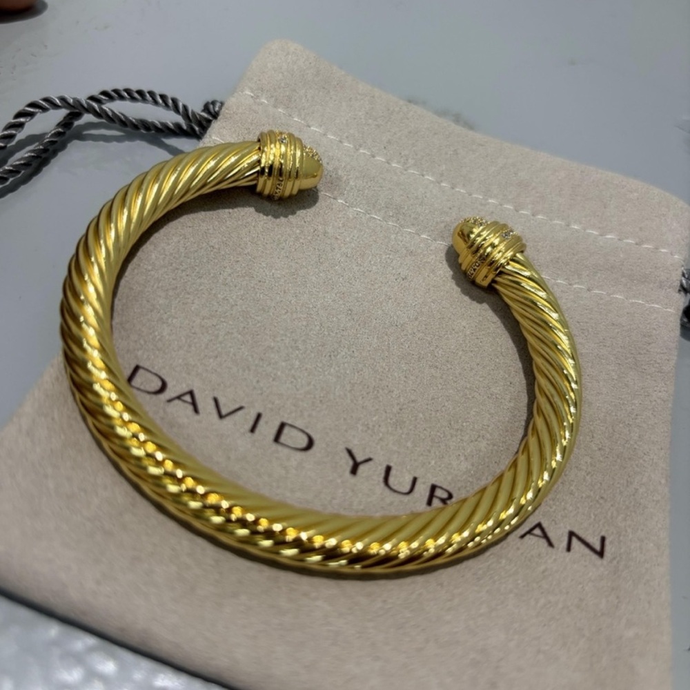 David Yurman Twisted Gold Bracelet with Silver Accents 7mm - Picture 4 of 6